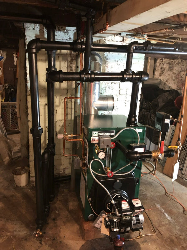 Boiler replacement with new black iron and copper near piping